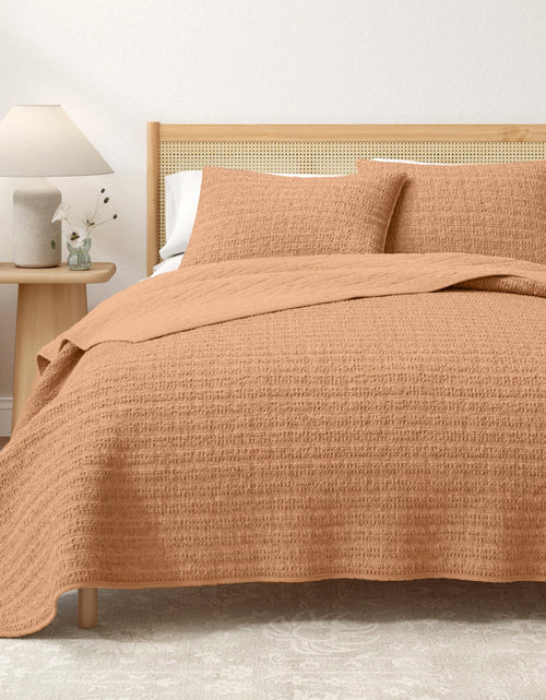 Load image into Gallery viewer, 100% Cotton Honeycomb Waffle Garment Washed Quilt Set - Genevieve Collection
