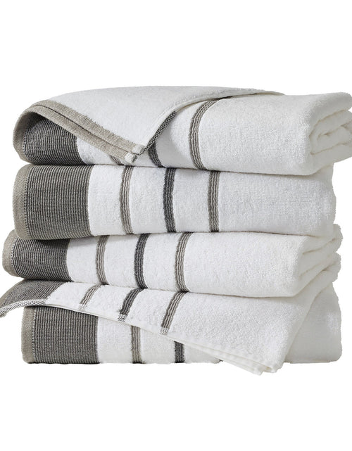 Load image into Gallery viewer, Decorative Cotton Stripe Bath Towel Set - Noelle Collection

