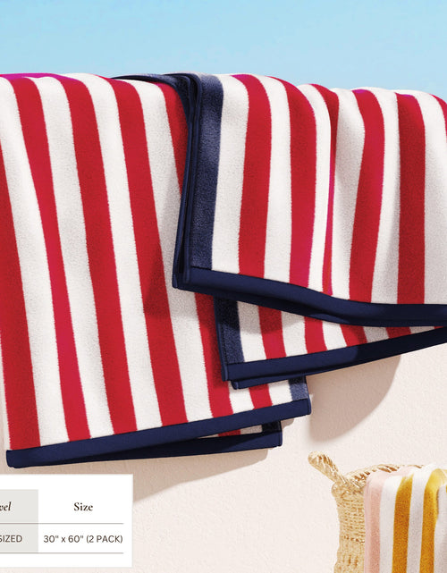 Load image into Gallery viewer, Oversized Striped Border Cabana Beach Towel - Santa Cruz

