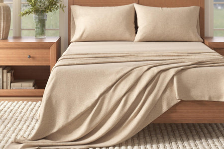Heathered Solid Cotton Blend Flannel Sheet Set - Anders Collection