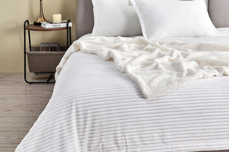 Ribbed Sherpa Throw Blanket - Corduroy Collection