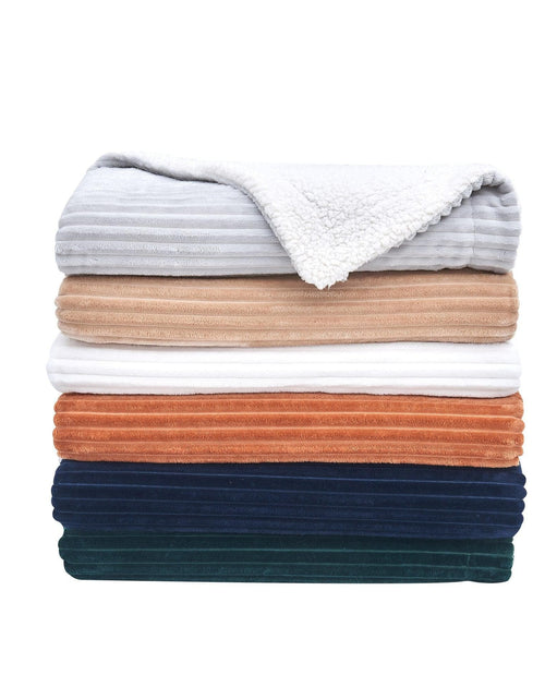 Load image into Gallery viewer, Ribbed Sherpa Throw Blanket - Corduroy Collection
