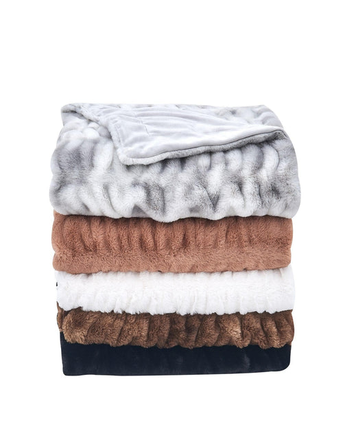 Load image into Gallery viewer, Ruched Faux Fur Throw Blanket - Alondra Collection
