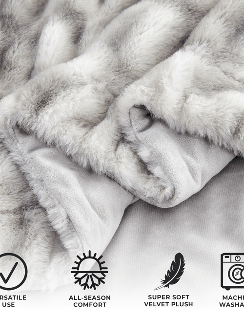 Load image into Gallery viewer, Ruched Faux Fur Throw Blanket - Alondra Collection
