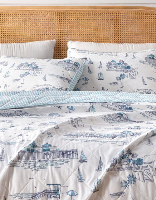 Load image into Gallery viewer, Coastal Toile Quilt Set - Cape Elizabeth Collection
