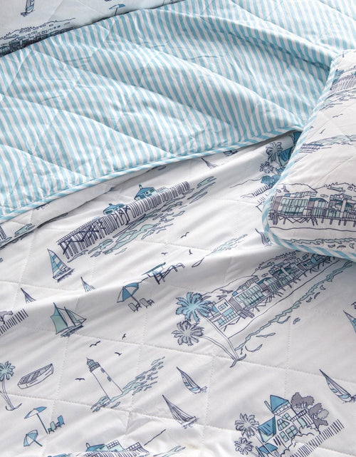 Load image into Gallery viewer, Coastal Toile Quilt Set - Cape Elizabeth Collection
