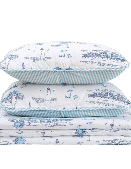 Load image into Gallery viewer, Coastal Toile Quilt Set - Cape Elizabeth Collection
