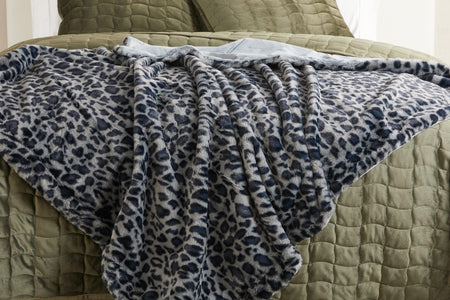 Faux Fur Printed Throw Blanket - Aaliyah Collection