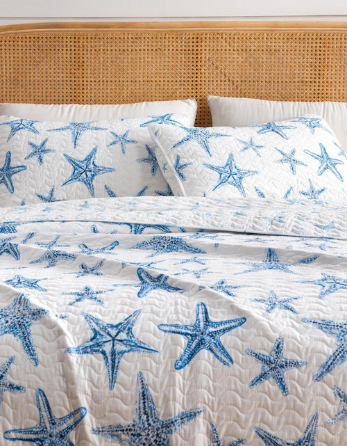 Load image into Gallery viewer, Blue Seashell Coastal Quilt Set - Trinidad Collection
