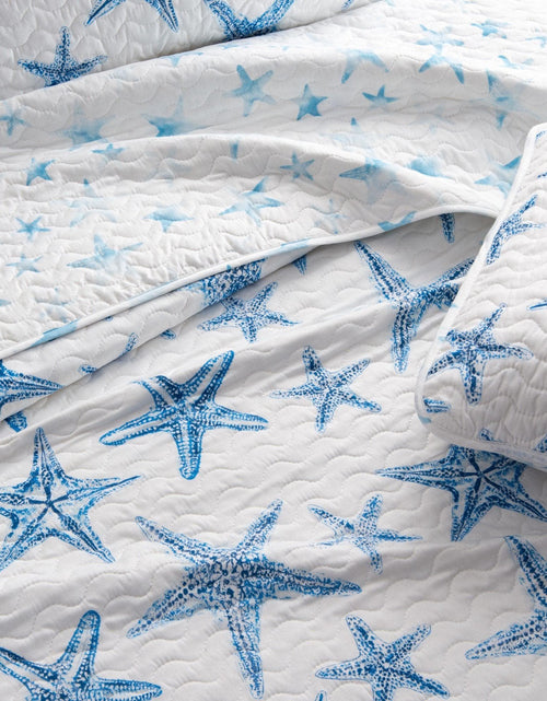 Load image into Gallery viewer, Blue Seashell Coastal Quilt Set - Trinidad Collection
