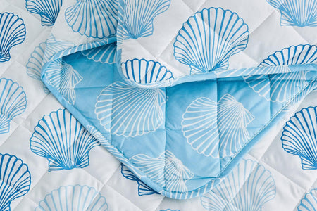 Coastal Blue Seashell Quilt Set - Cersi Collection