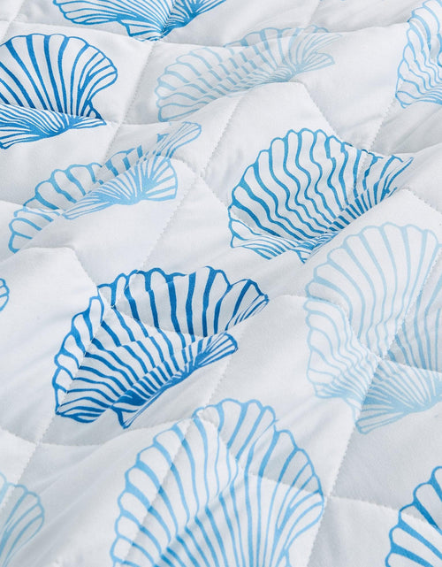 Load image into Gallery viewer, Coastal Blue Seashell Quilt Set - Cersi Collection
