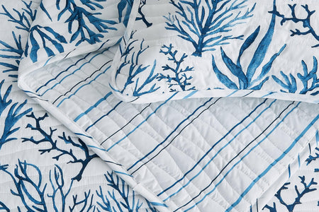 Coastal Navy Coral Quilt Set - Saelia Collection