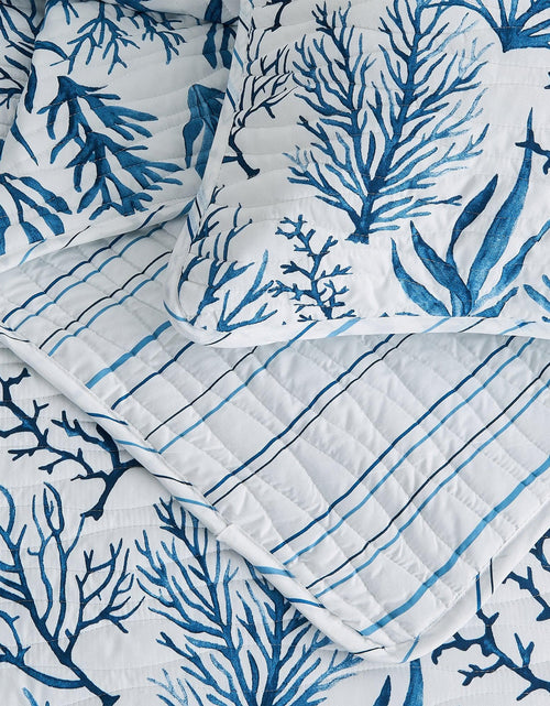Load image into Gallery viewer, Coastal Navy Coral Quilt Set - Saelia Collection
