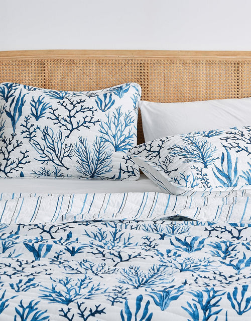 Load image into Gallery viewer, Coastal Navy Coral Quilt Set - Saelia Collection
