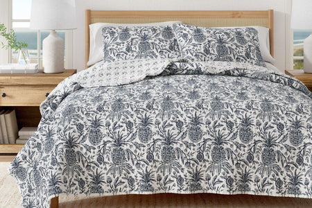 Coastal Printed Cotton Quilt Set - Bernice Collection