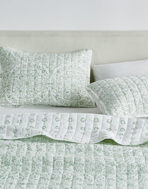 Load image into Gallery viewer, Floral Medallion Printed Microfiber Quilt Set - Kaleigh Collection
