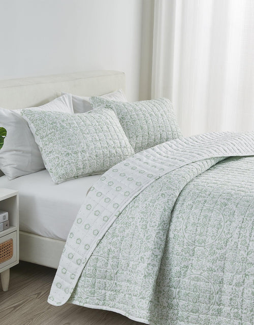 Load image into Gallery viewer, Floral Medallion Printed Microfiber Quilt Set - Kaleigh Collection
