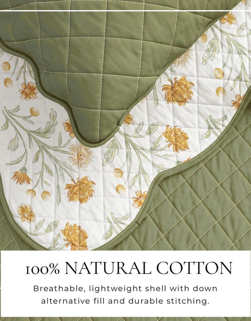 Load image into Gallery viewer, Floral Print &amp; Scallopeded Edge Cotton Quilt Set - Illiana Collection
