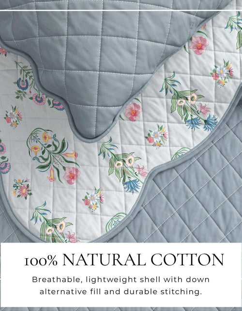 Load image into Gallery viewer, Floral Print &amp; Scallopeded Edge Cotton Quilt Set - Katrin Collection
