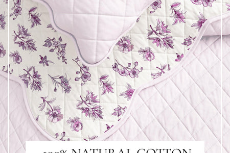 Floral Print & Scallopeded Edge Cotton Quilt Set - Sandie Collection