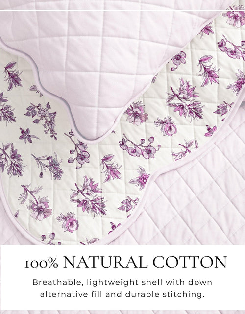 Load image into Gallery viewer, Floral Print &amp; Scallopeded Edge Cotton Quilt Set - Sandie Collection
