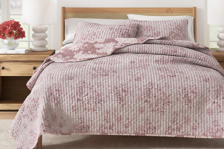 Floral Printed Cotton Quilt Set - Corin Collection