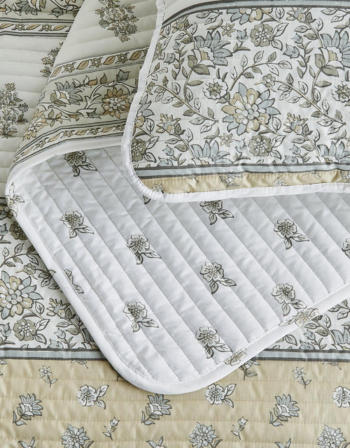 Load image into Gallery viewer, Floral Striped Microfiber Quilt Set - Hermine Collection
