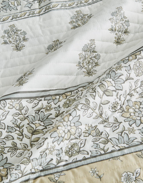 Load image into Gallery viewer, Floral Striped Microfiber Quilt Set - Hermine Collection
