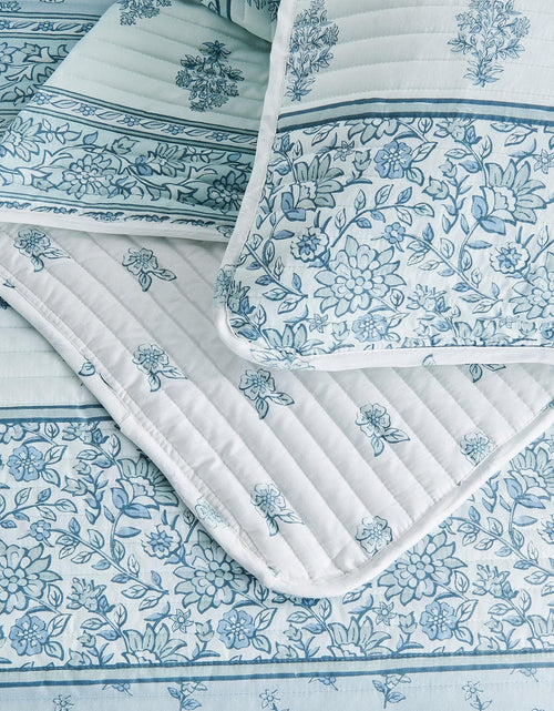 Load image into Gallery viewer, Floral Striped Microfiber Quilt Set - Hermine Collection

