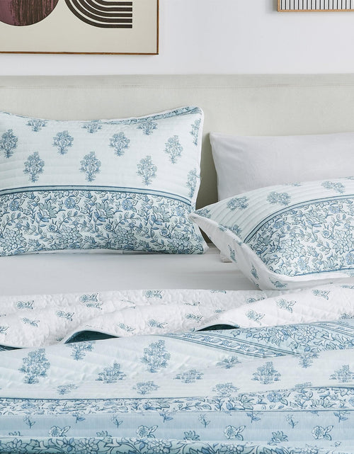 Load image into Gallery viewer, Floral Striped Microfiber Quilt Set - Hermine Collection
