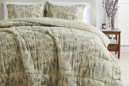 Reversible Christmas Comforter and Sham Set - Holiday / Lodge Odette Collection