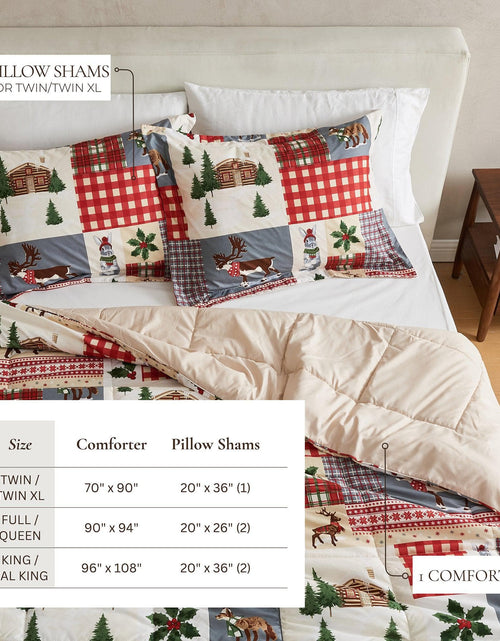 Load image into Gallery viewer, Reversible Christmas Comforter and Sham Set - Holiday / Lodge Odette Collection
