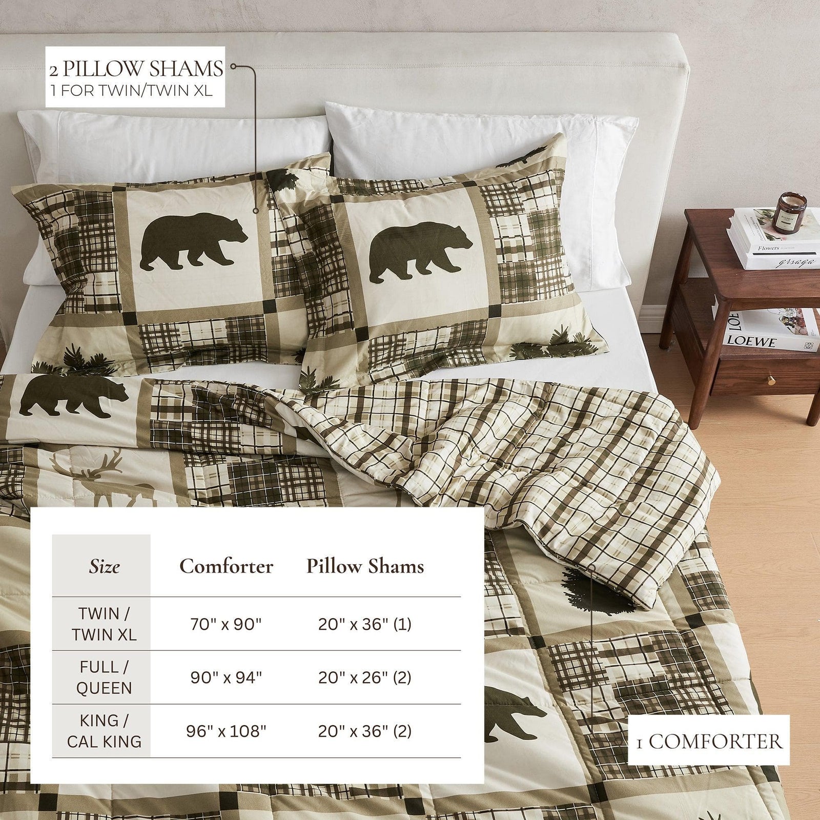 Reversible Christmas Comforter and Sham Set - Holiday / Lodge Odette Collection