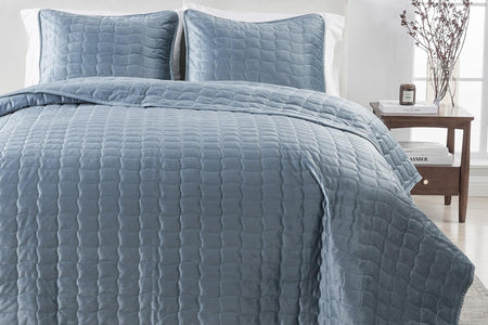 Velvet Box-Stitched Quilt Set - Vivica Collection