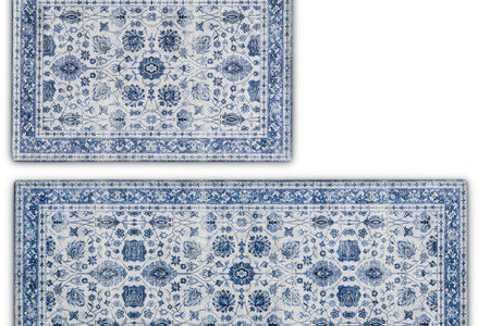 Floral Machine Washable Accent Area Rug & Runner 2 Pack - Matra Collection
