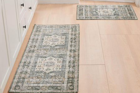 Medallion Machine Washable Accent Area Rug & Runner 2 Pack - Nava Collection