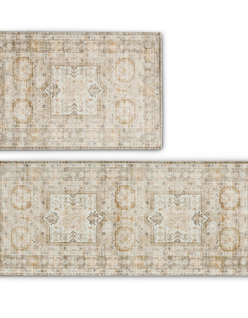 Load image into Gallery viewer, Medallion Machine Washable Accent Area Rug &amp; Runner 2 Pack - Nava Collection
