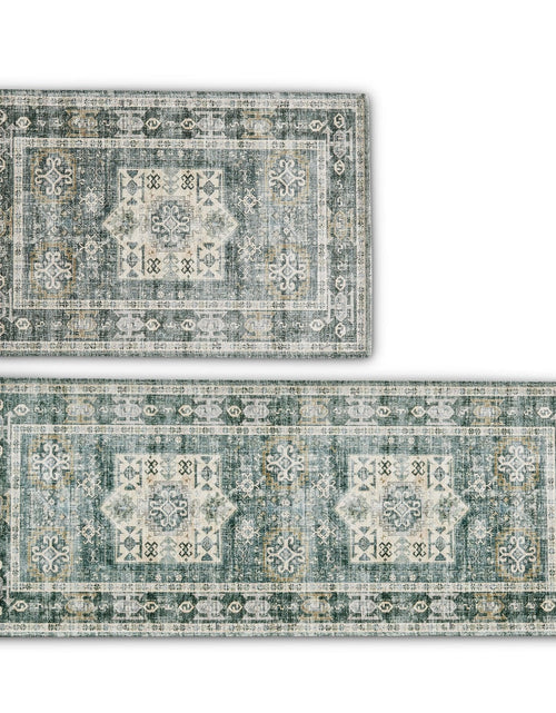 Load image into Gallery viewer, Medallion Machine Washable Accent Area Rug &amp; Runner 2 Pack - Nava Collection

