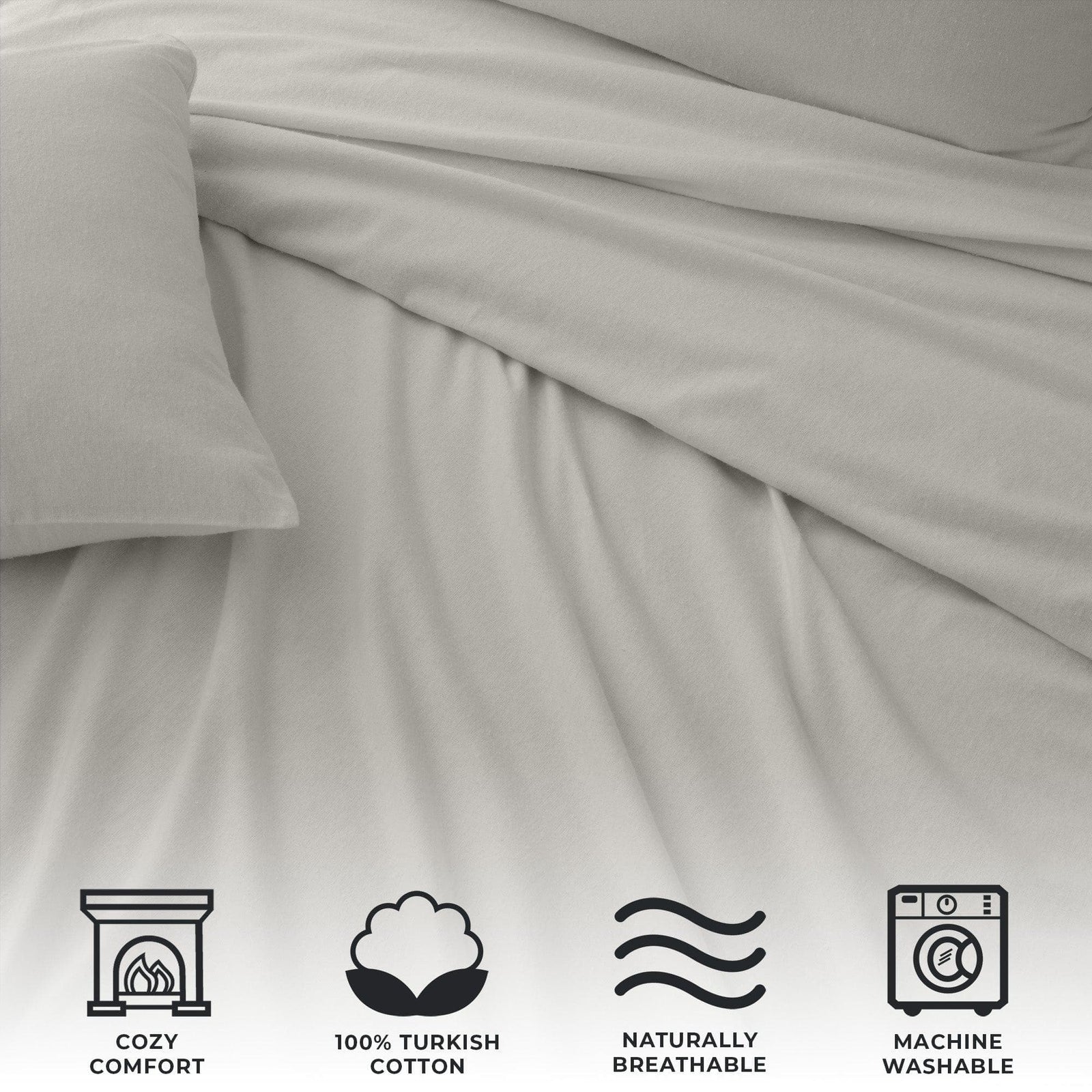 Cotton Solid Flannel Sheet - Nordic Collection