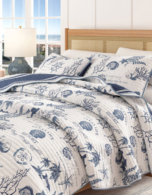 Load image into Gallery viewer, Coastal Printed Cotton Quilt Set - Calypso Collection
