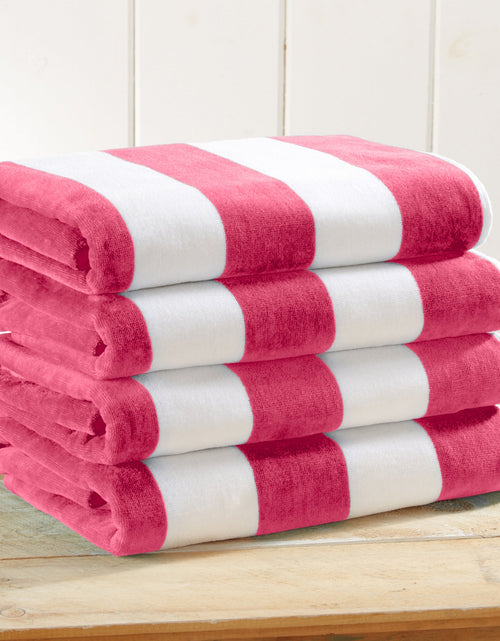 Load image into Gallery viewer, Cotton Velour Cabana Stripe Beach Towel - Novia Collection
