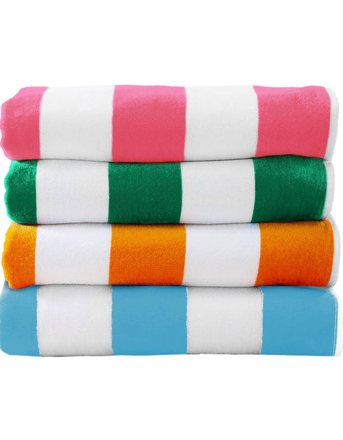 Load image into Gallery viewer, Cotton Velour Cabana Stripe Beach Towel - Novia Collection
