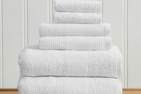 100% Cotton Woven Texture Bath Towel Set - Marbella Collection