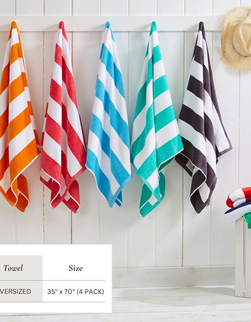Load image into Gallery viewer, Cotton Velour Cabana Stripe Beach Towel - Novia Collection
