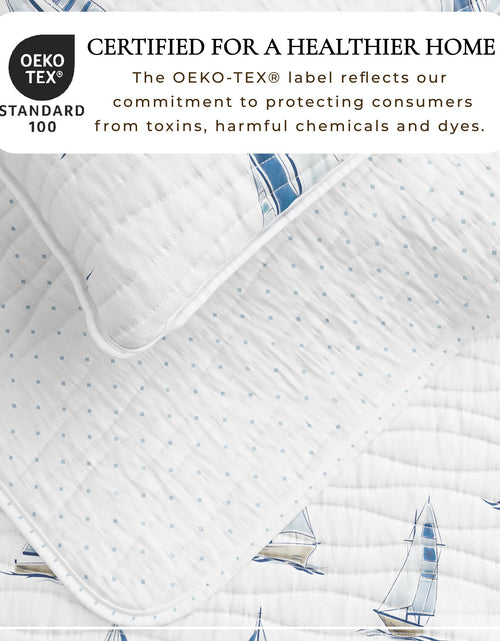 Load image into Gallery viewer, Coastal Blue Sailboat Quilt Set - Marzano Collection
