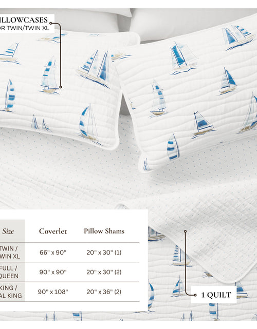 Load image into Gallery viewer, Coastal Blue Sailboat Quilt Set - Marzano Collection
