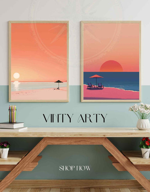 Load image into Gallery viewer, Affiche plage  - Affiche Minimaliste plage - Affiche coucher de soleil
