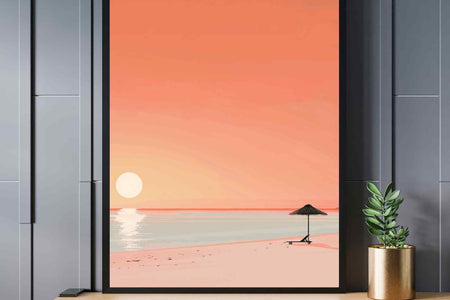 Affiche plage  - Affiche Minimaliste plage - Affiche coucher de soleil