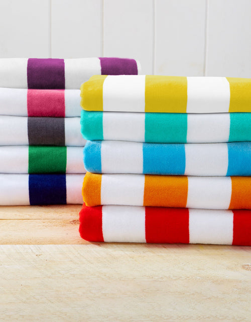 Load image into Gallery viewer, Cotton Velour Cabana Stripe Beach Towel - Novia Collection

